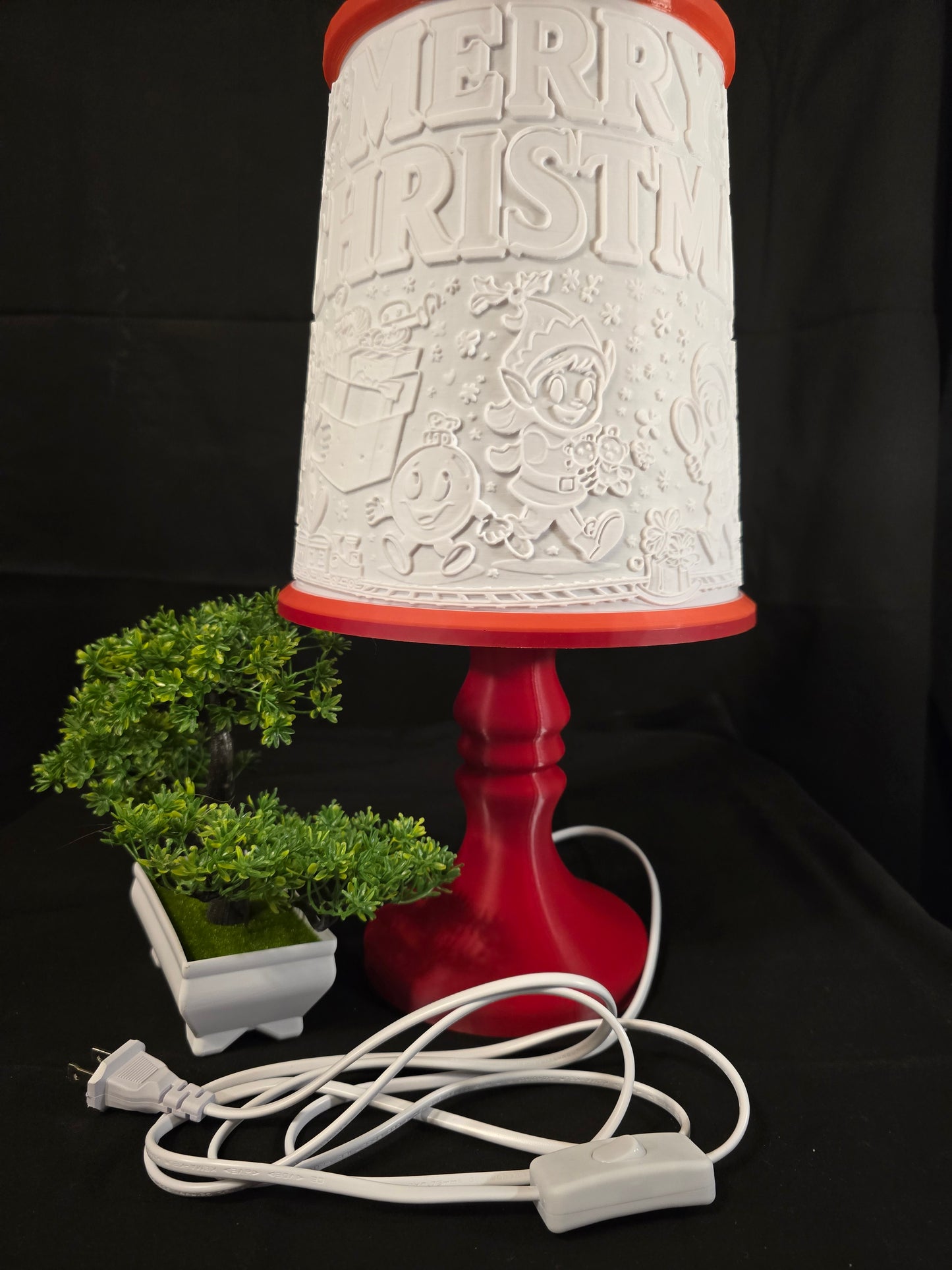 Santas Workshop and Elves table lamp