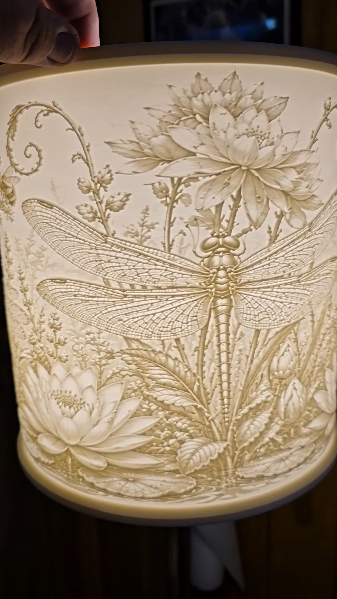 Dragonfly, Butterflies, Bees and Flowers design top mount lamp shade
