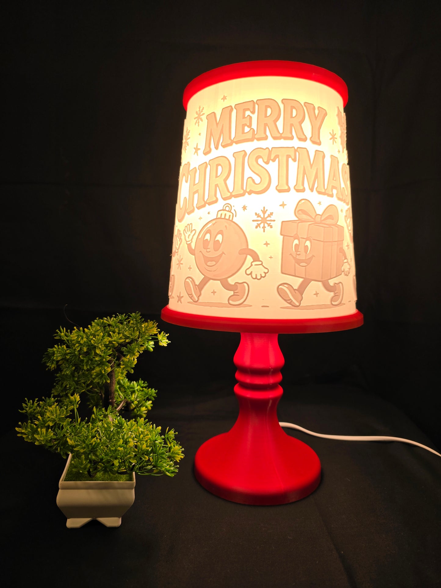 Santa Claus and Friends Merry Christmas table lamp