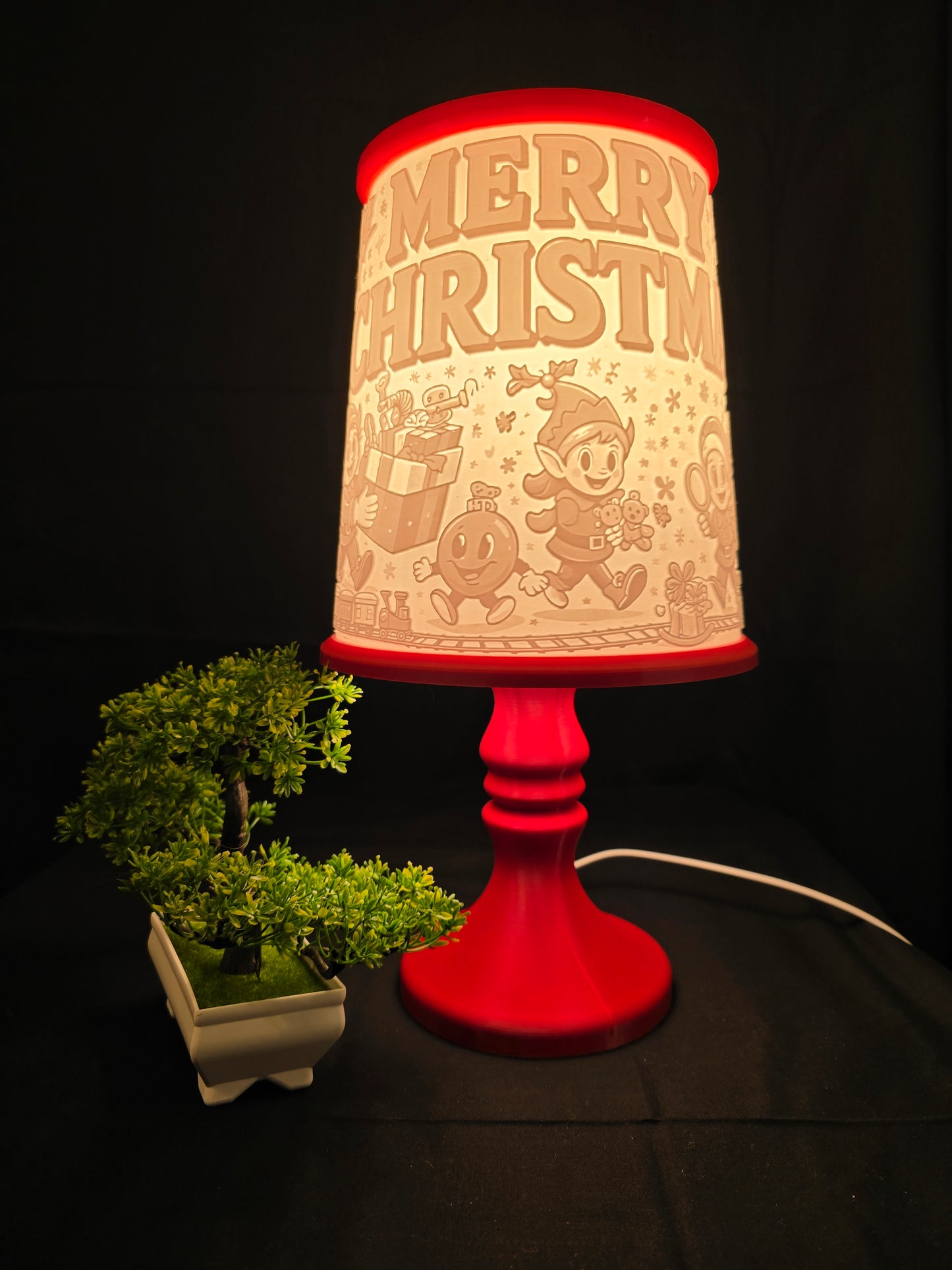 Santas Workshop and Elves table lamp
