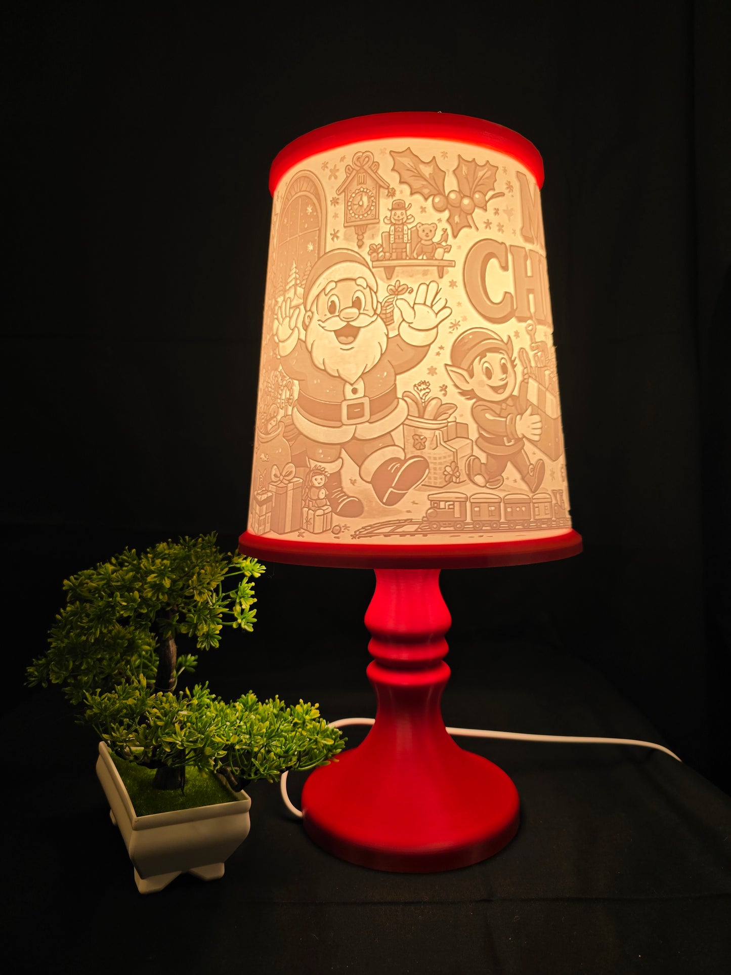 Santas Workshop and Elves table lamp