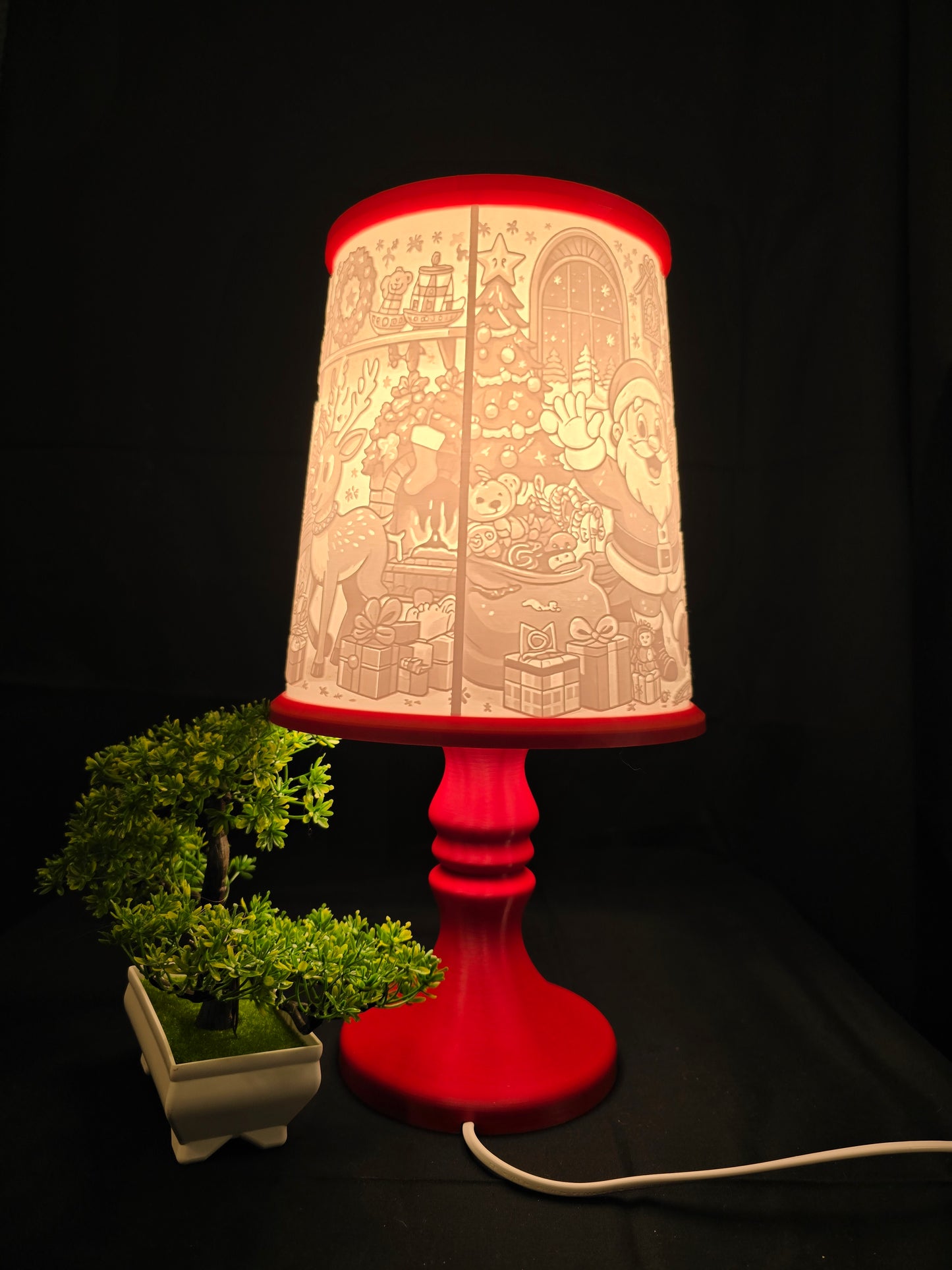 Santas Workshop and Elves table lamp