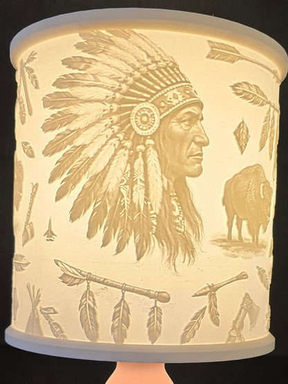 Rustic Western Native Chief Inspired Illuminated LAMP SHADE ONLY