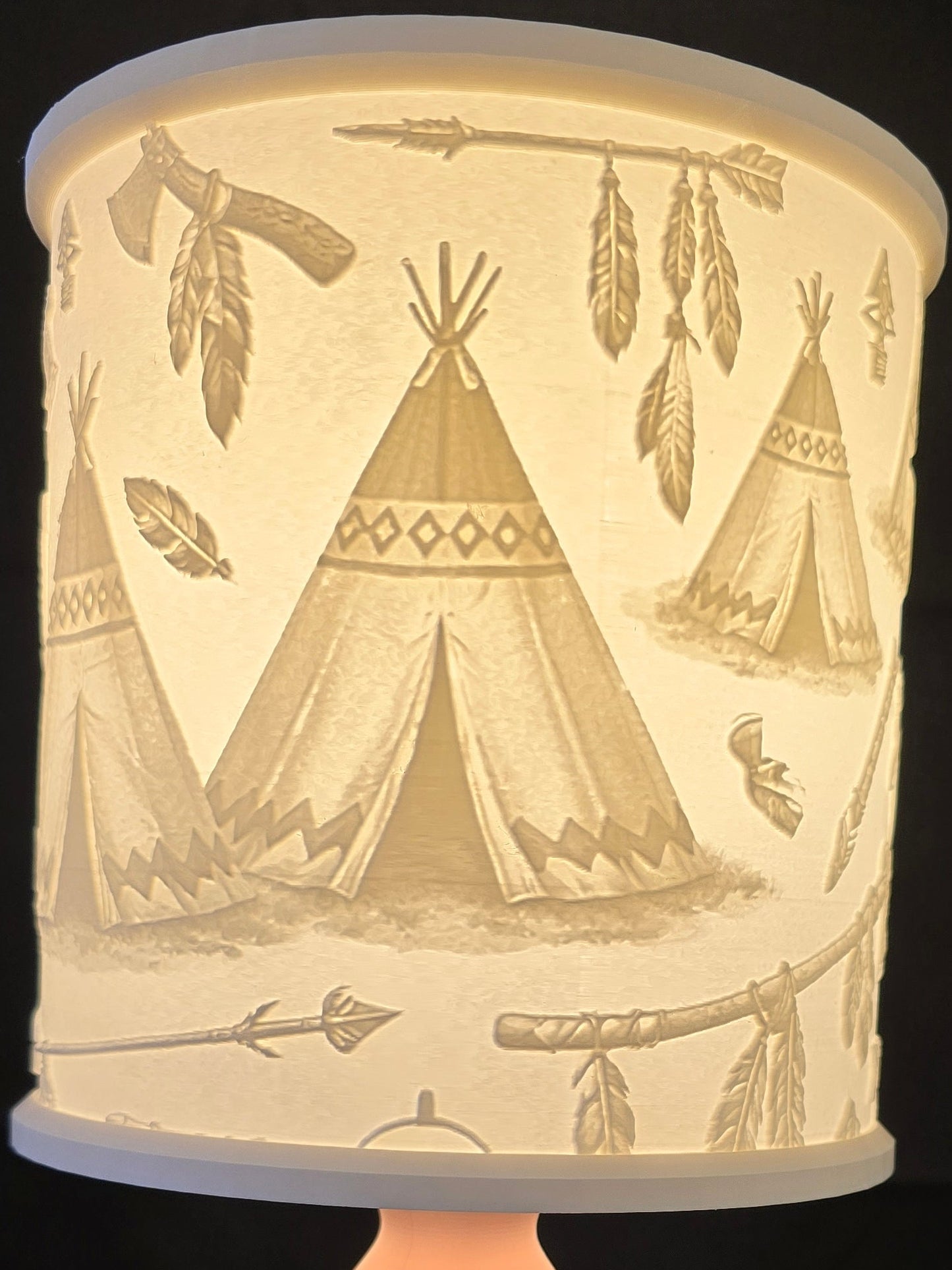 Native Lampshade on a black background