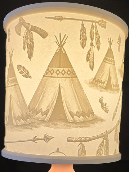 Native Lampshade on a black background