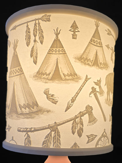 Rustic Western Native Chief Inspired Illuminated LAMP SHADE ONLY