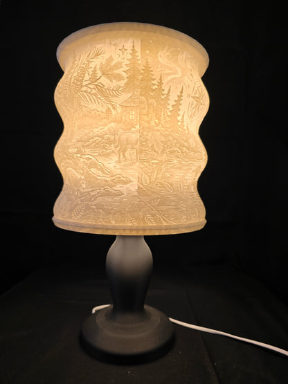 UP NORTH Wavy Rustic Wilderness Illuminated Table Lamp