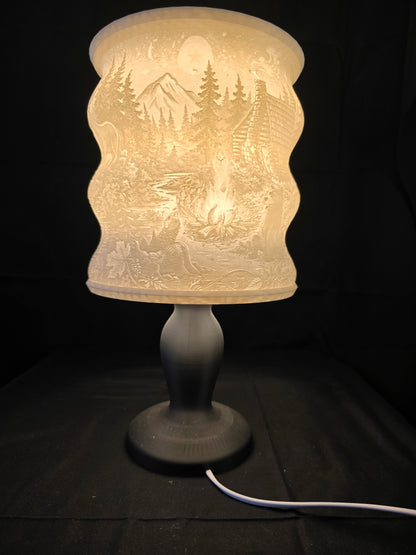 UP NORTH Wavy Rustic Wilderness Illuminated Table Lamp