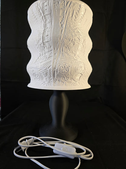 Wavy Rustic Fishing Cabin Illuminated Table Lamp with base