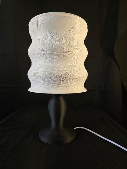 Wavy Rustic Fishing Cabin Illuminated Table Lamp with base