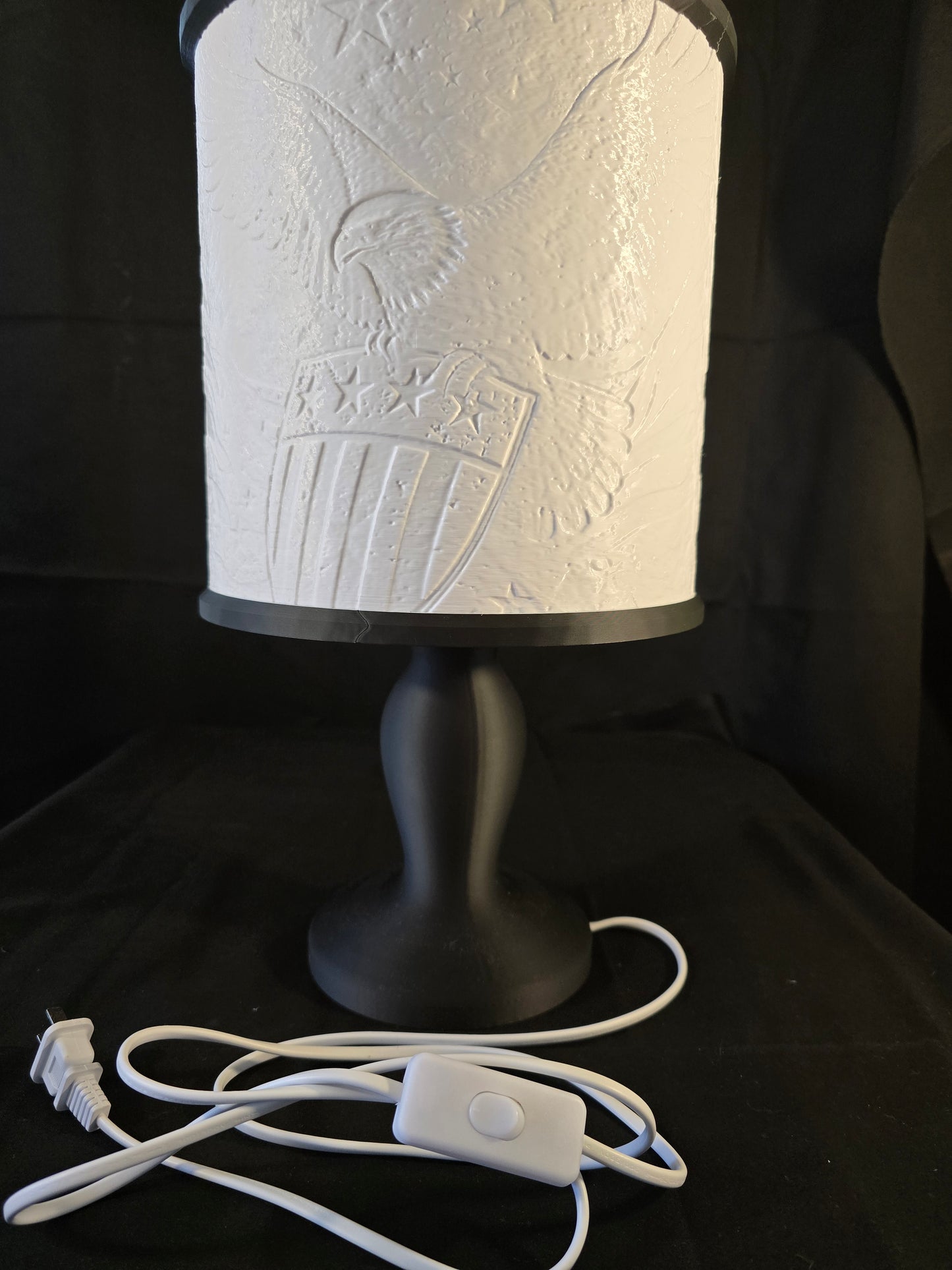 Patriotic Bald Eagle with shield Illuminated Table Lamp and base
