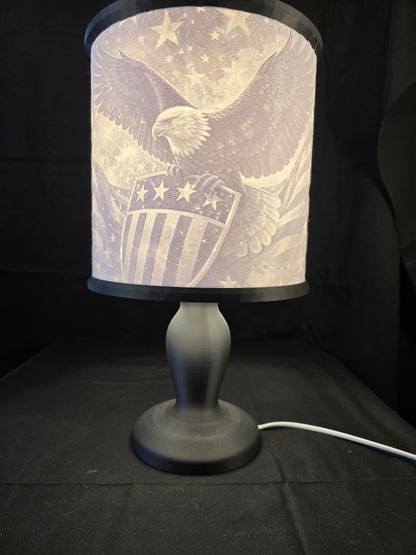 Patriotic Bald Eagle with shield Illuminated Table Lamp and base