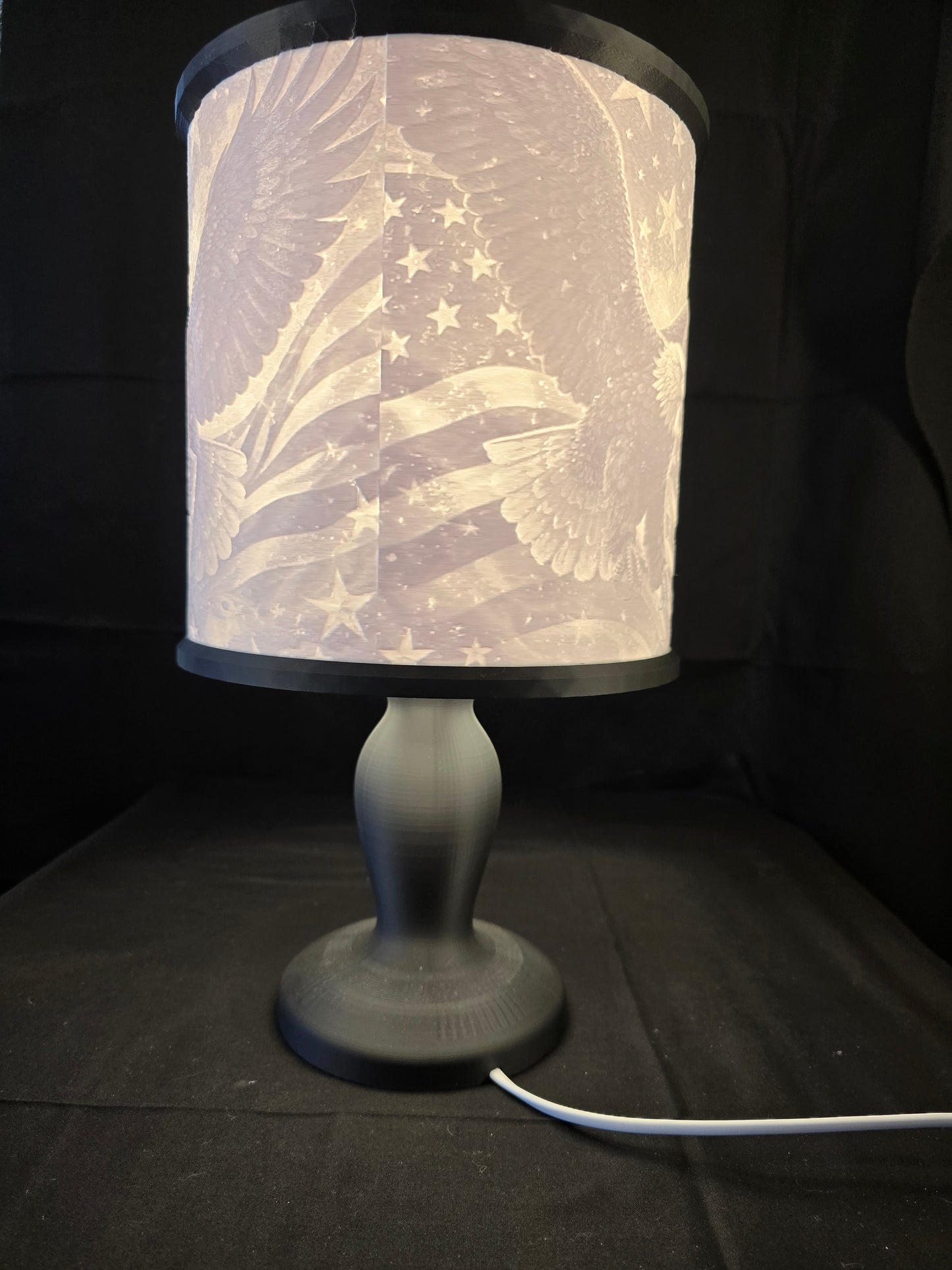 Patriotic Bald Eagle with shield Illuminated Table Lamp and base