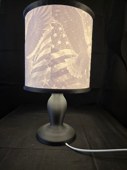 Patriotic Bald Eagle with shield Illuminated Table Lamp and base