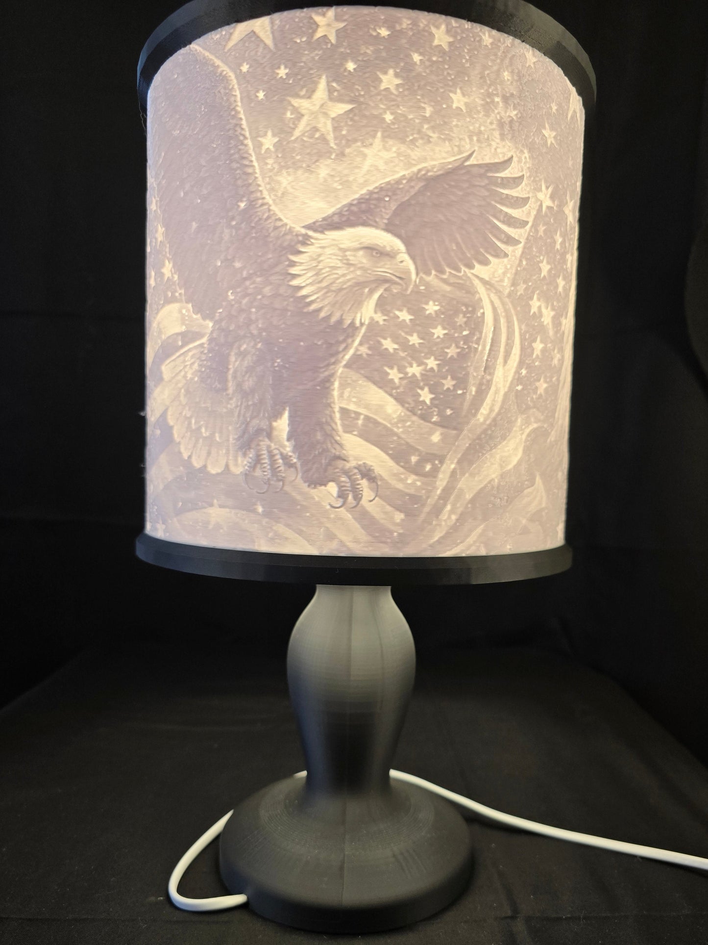 Patriotic Bald Eagle with shield Illuminated Table Lamp and base