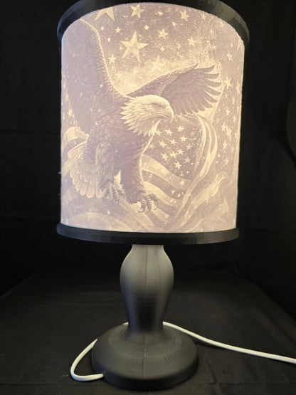 Patriotic Bald Eagle with shield Illuminated Table Lamp and base
