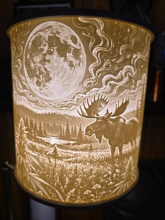 Moonlit Moose Cannabis Wilderness Lamp Shade ONLY