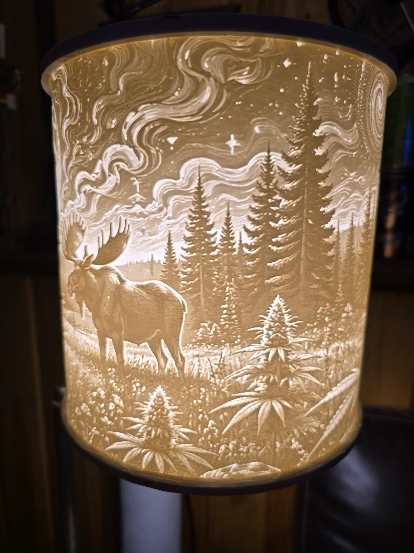 Moonlit Moose Cannabis Wilderness Lamp Shade ONLY