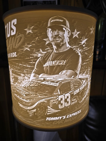 Cleetus Mcfarland Lamp Shade 3 NASCAR cars