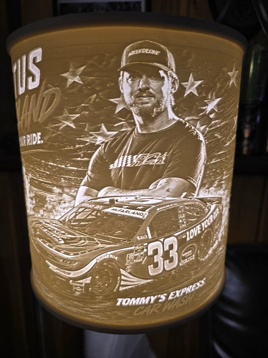 Cleetus Mcfarland Lamp Shade 3 NASCAR cars