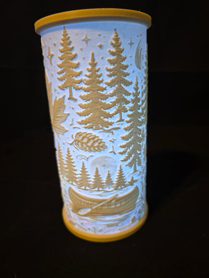 Rustic Woodland Up North LED Lantern Version 3 with LED Light Puck included