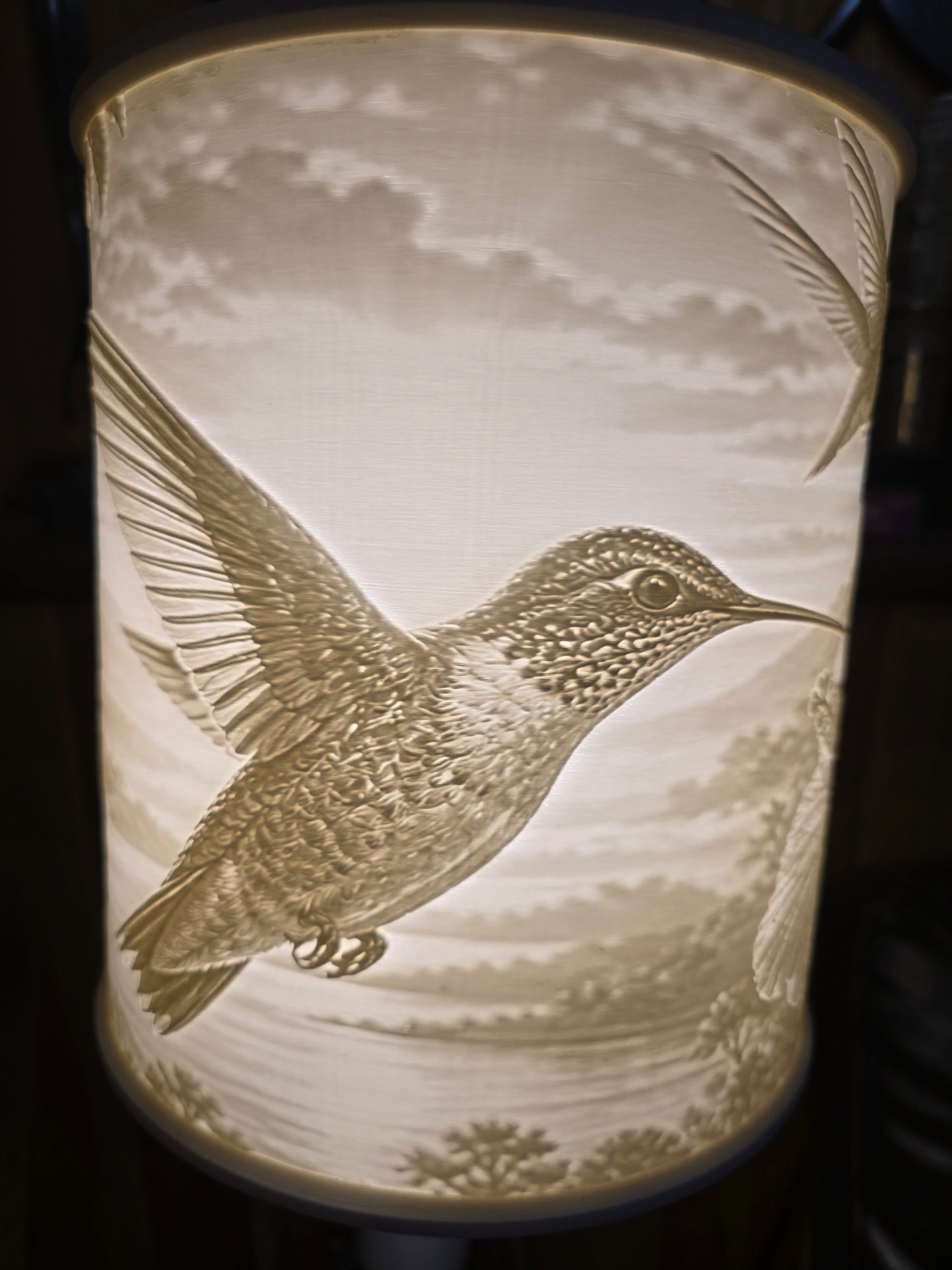 Beautiful Hummingbird and Flower design top mount lamp shade