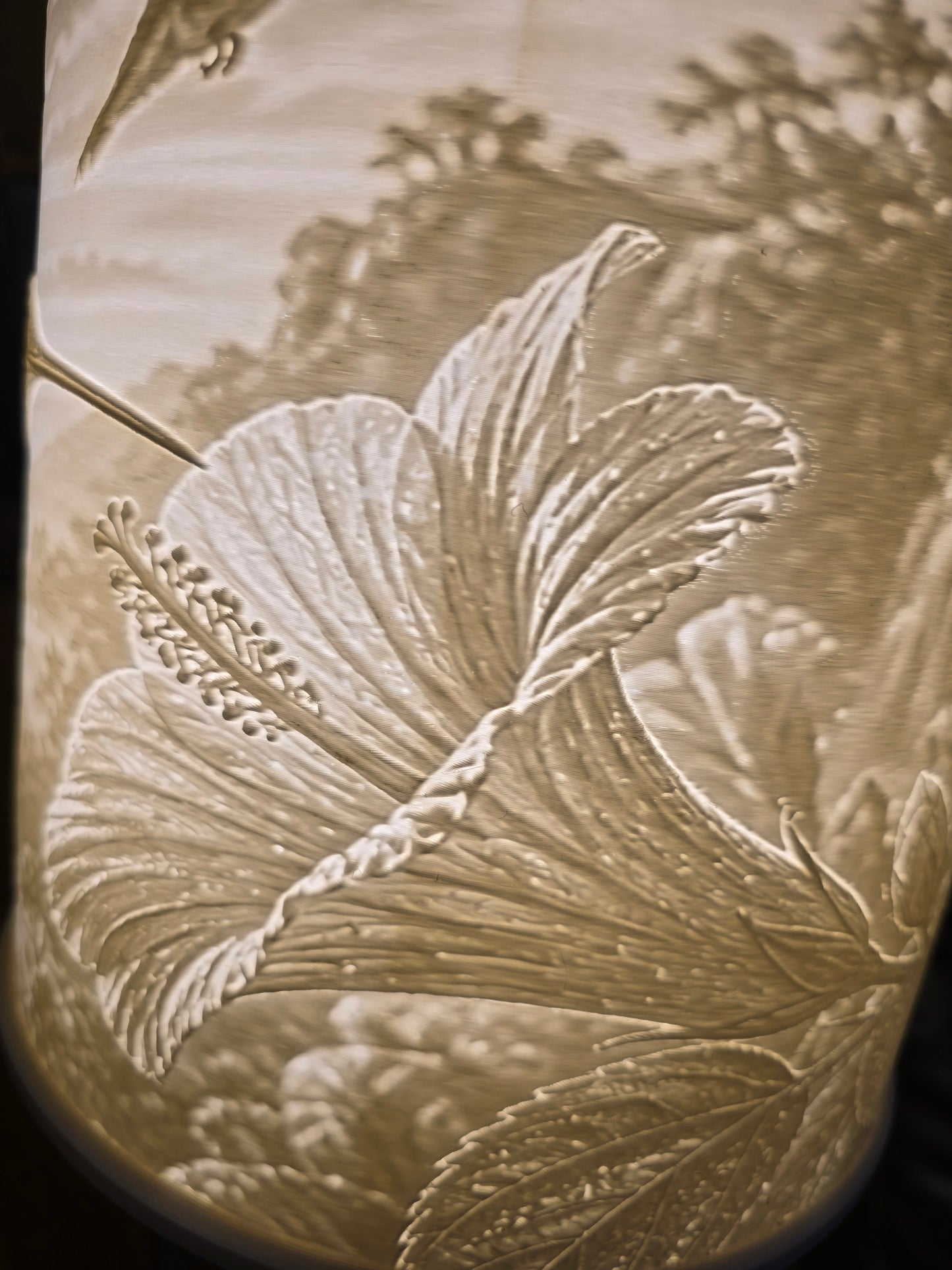 Beautiful Hummingbird and Flower design top mount lamp shade