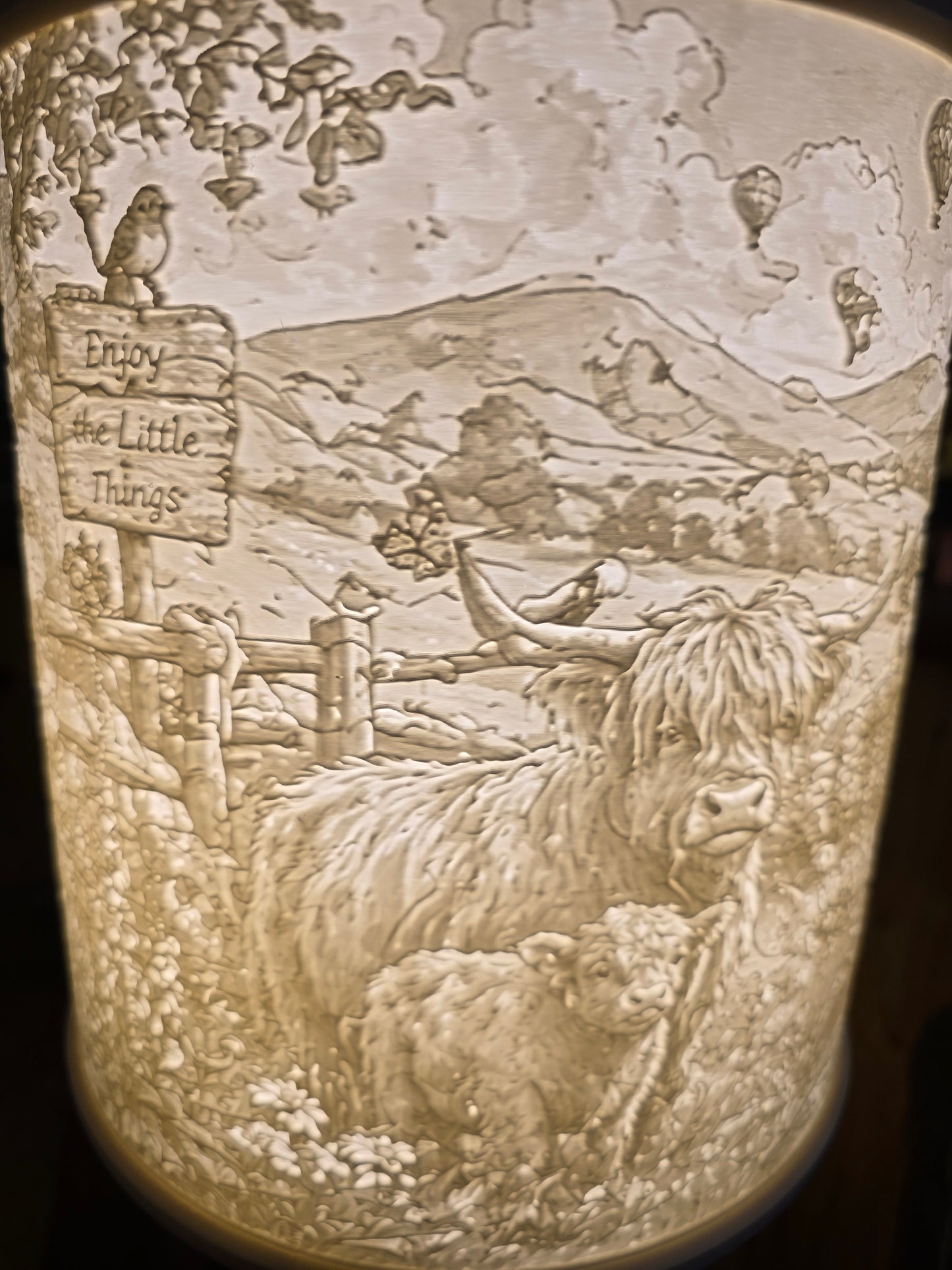 Highland cows and Friends design top mount lamp shade