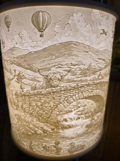 Highland cows and Friends design top mount lamp shade