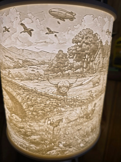 Highland cows and Friends design top mount lamp shade