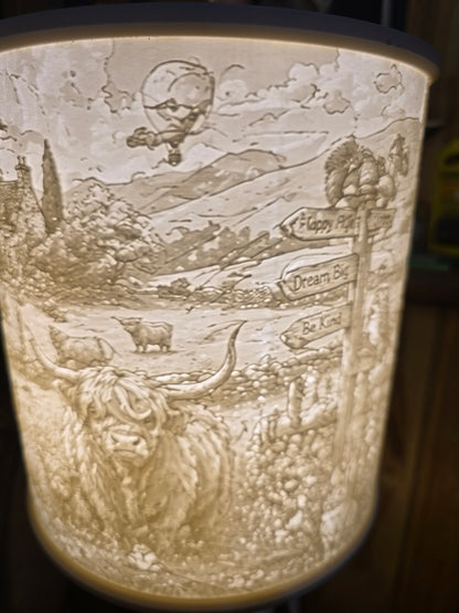Highland cows and Friends design top mount lamp shade