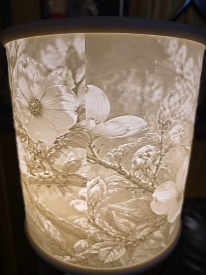 Cardinal and Dogwood blossom design top mount lamp shade