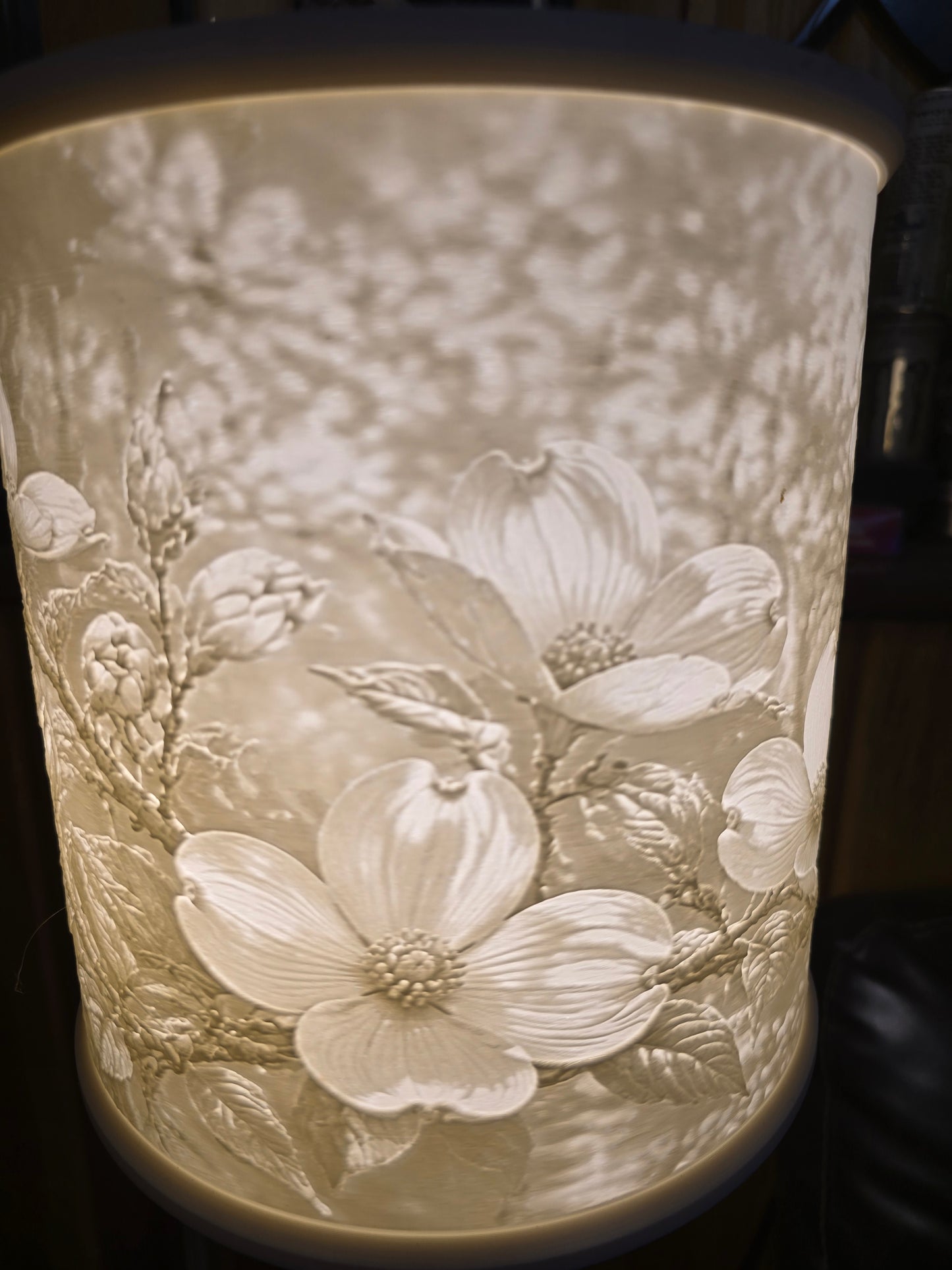 Cardinal and Dogwood blossom design top mount lamp shade
