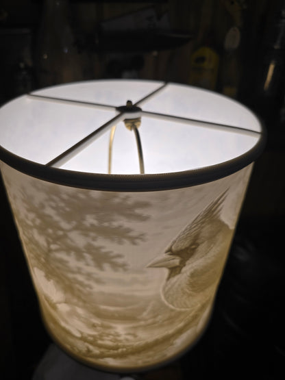 Cardinal and Dogwood blossom design top mount lamp shade