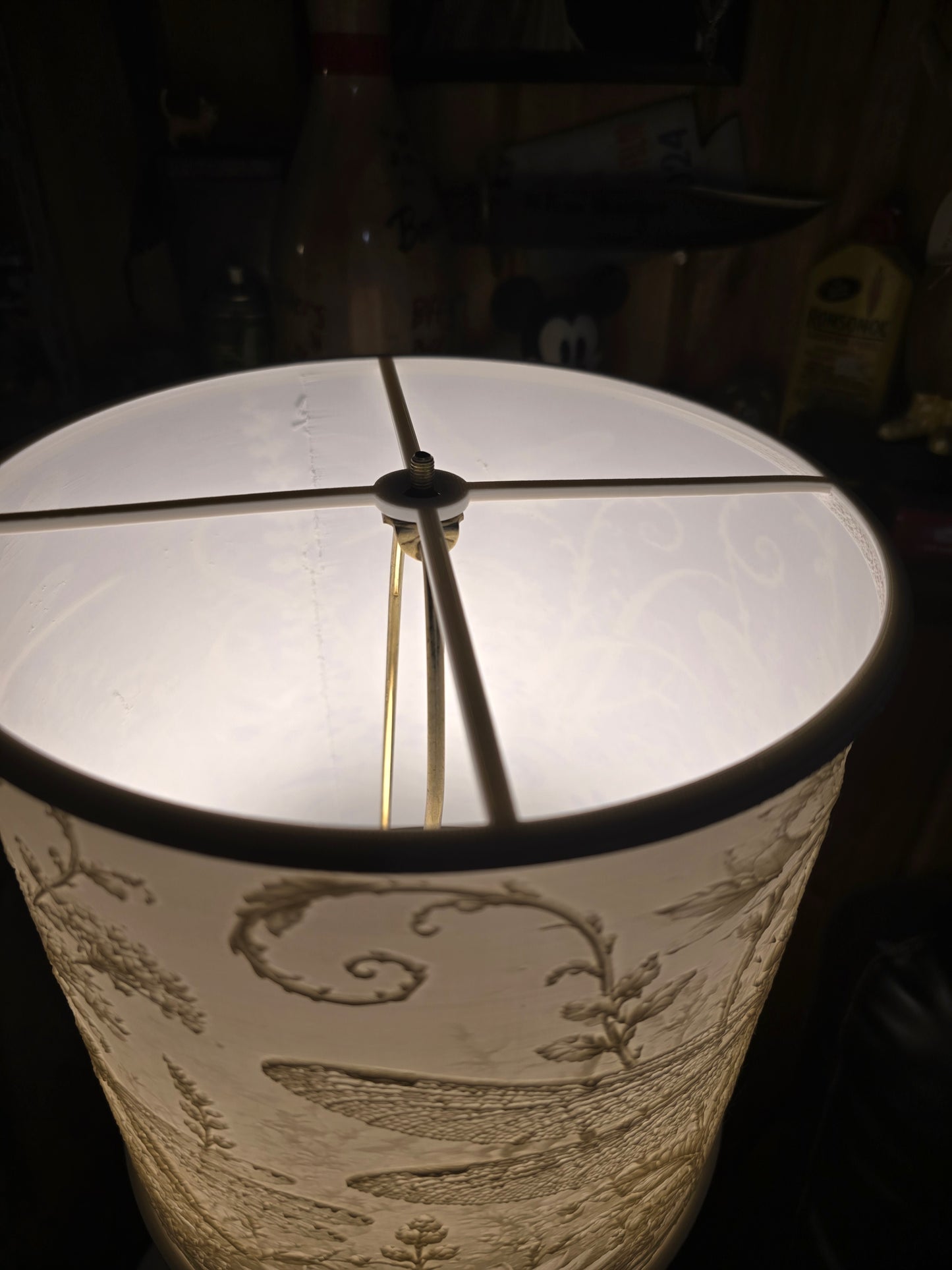 Dragonfly and Flowers design top mount lamp shade