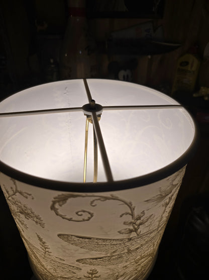 Dragonfly and Flowers design top mount lamp shade