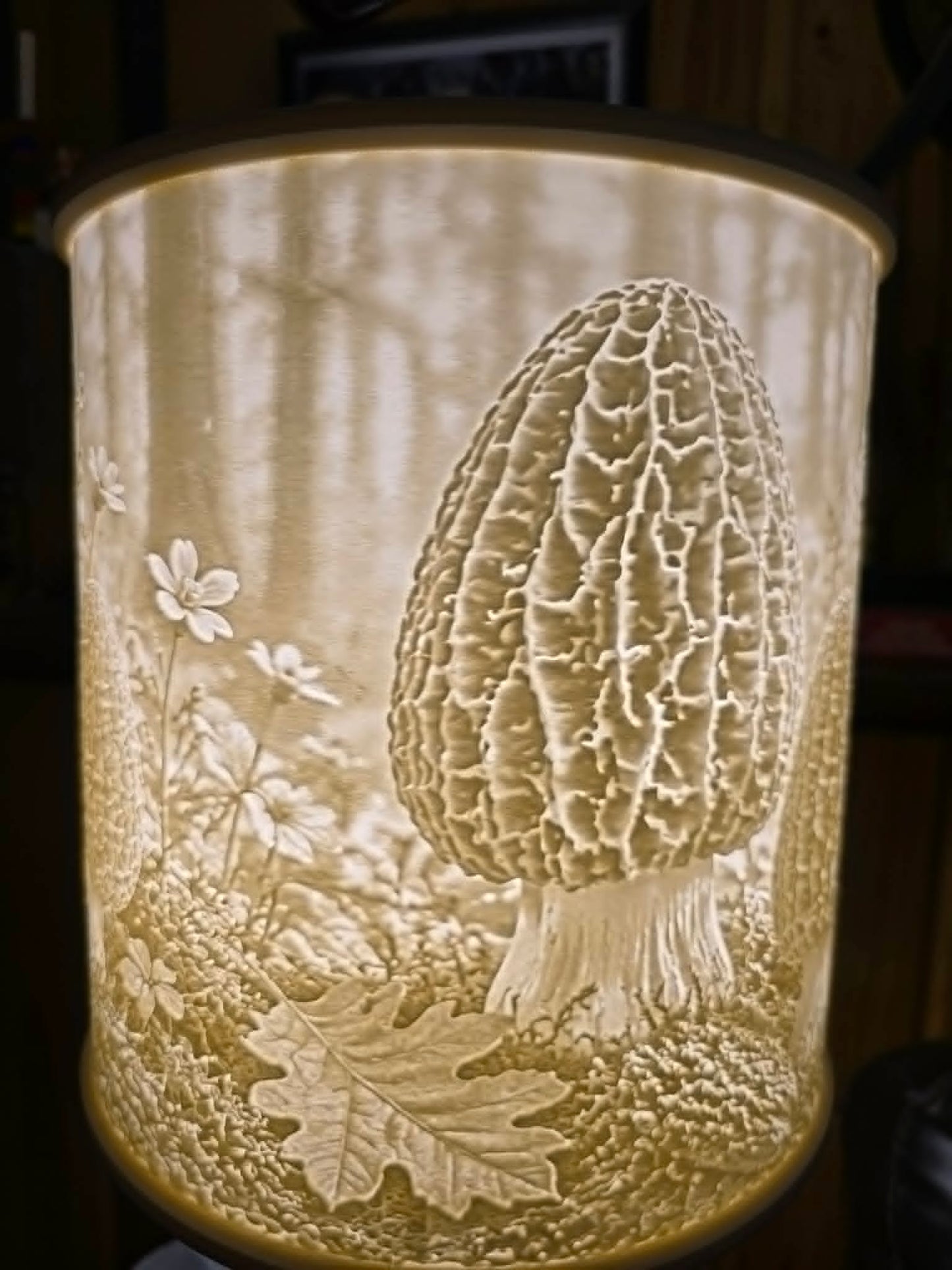 Morel Mushrooms on display design top mount lamp shade