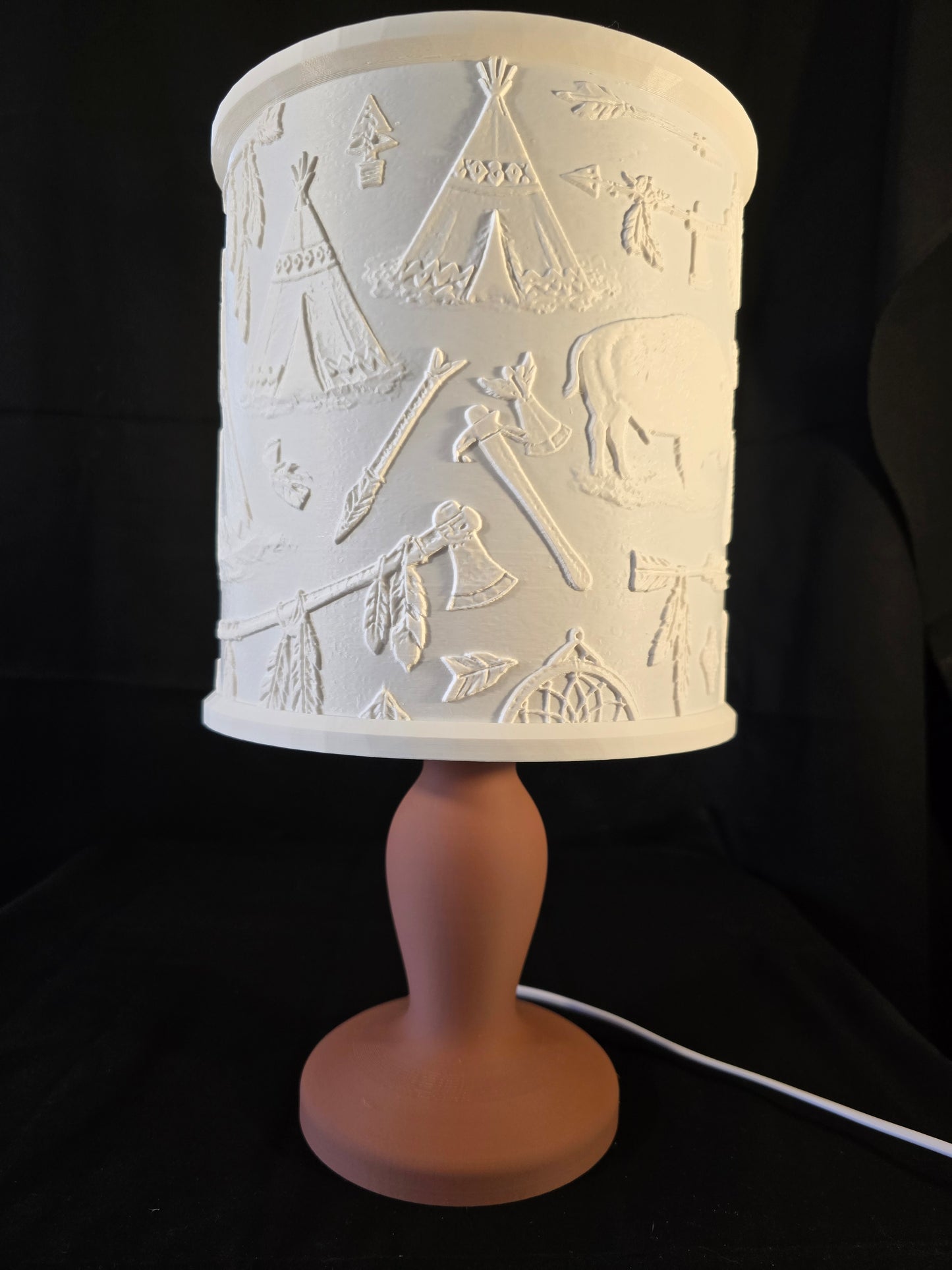 Rustic Western Native Chief Inspired Illuminated Table Lamp with base