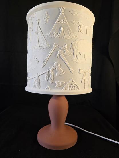 Rustic Western Native Chief Inspired Illuminated Table Lamp with base