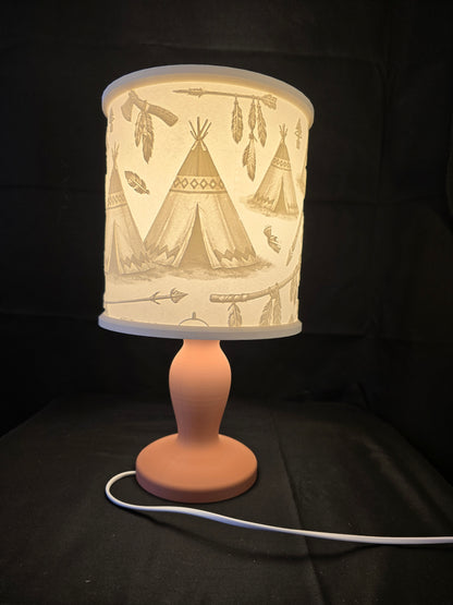 Rustic Western Native Chief Inspired Illuminated Table Lamp with base