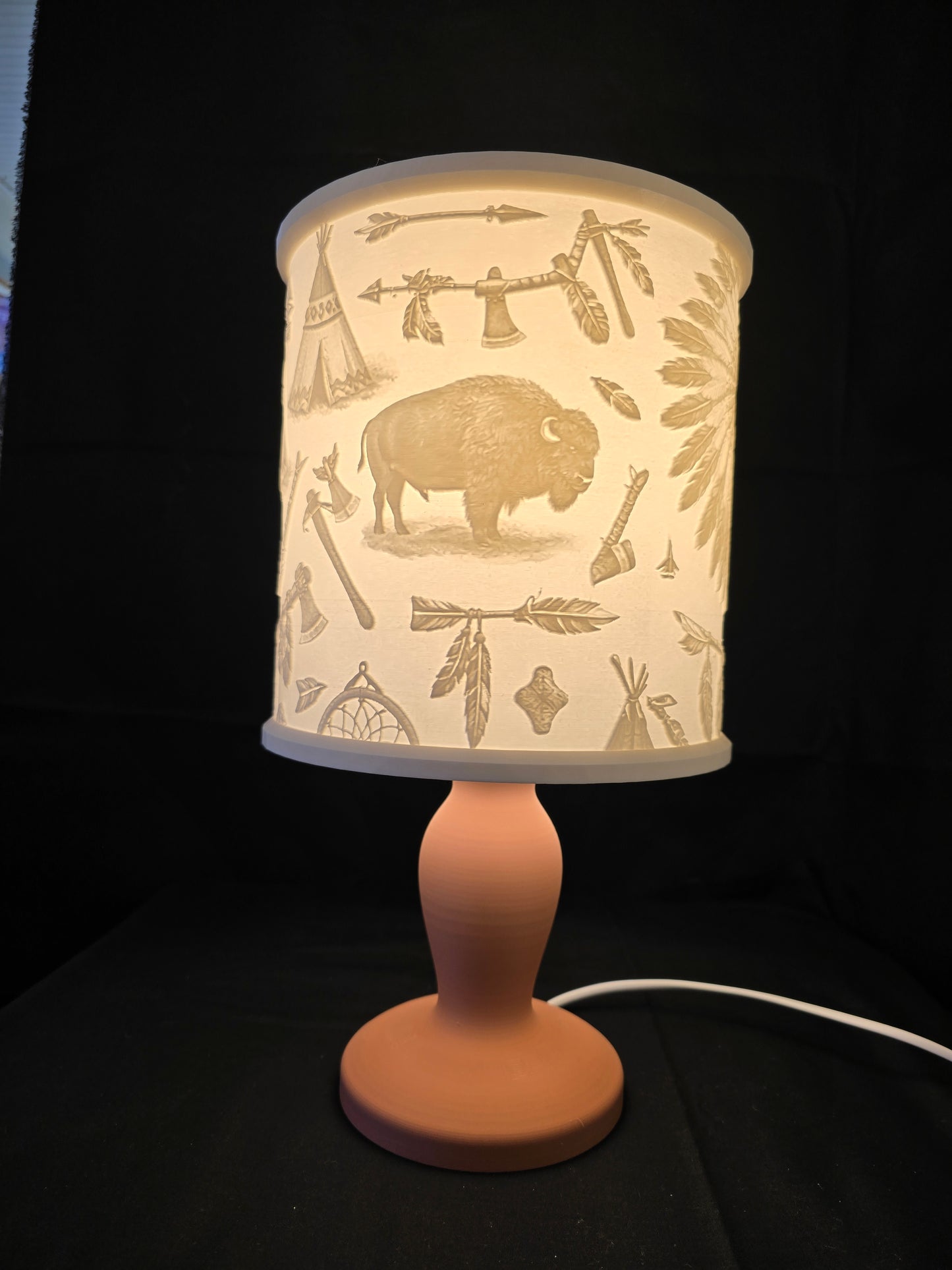 Rustic Western Native Chief Inspired Illuminated Table Lamp with base