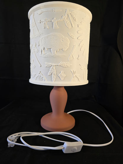 Rustic Western Native Chief Inspired Illuminated Table Lamp with base