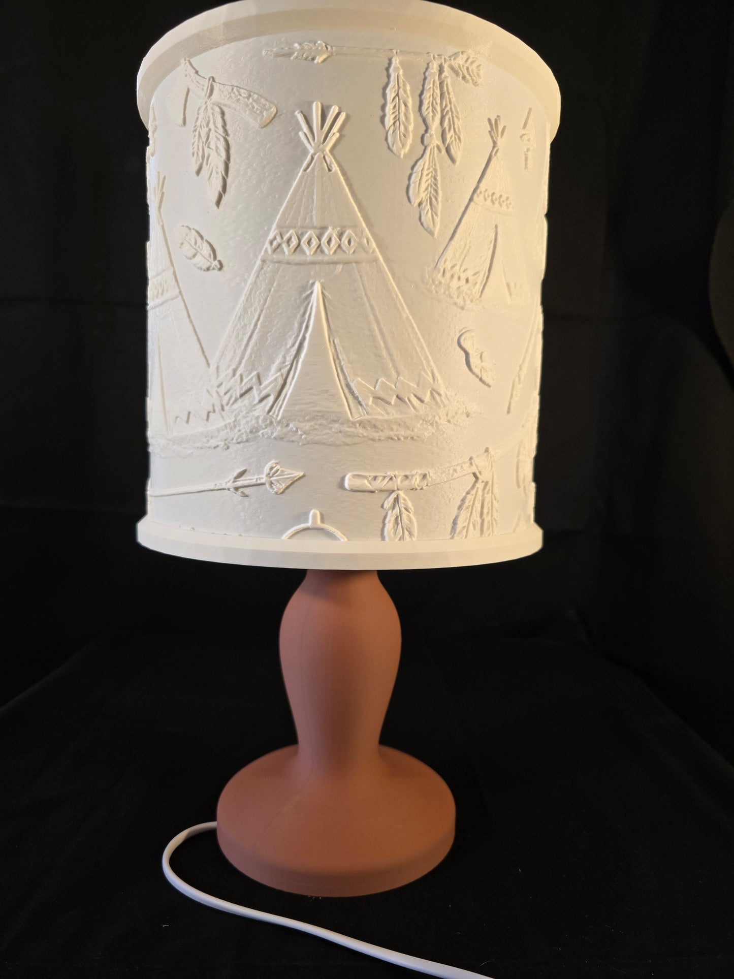 Rustic Western Native Chief Inspired Illuminated Table Lamp with base