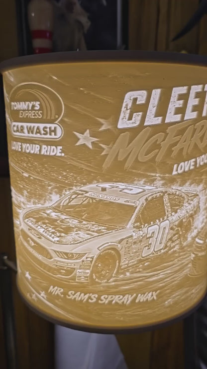 Cleetus Mcfarland Lamp Shade 3 NASCAR cars