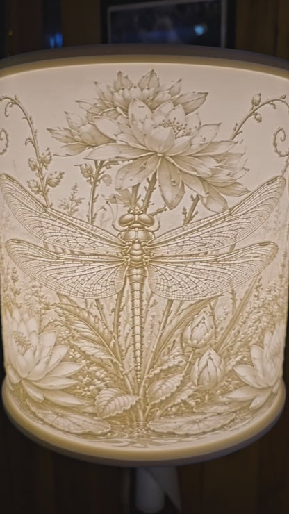 Dragonfly, Butterflies, Bees and Flowers design top mount lamp shade