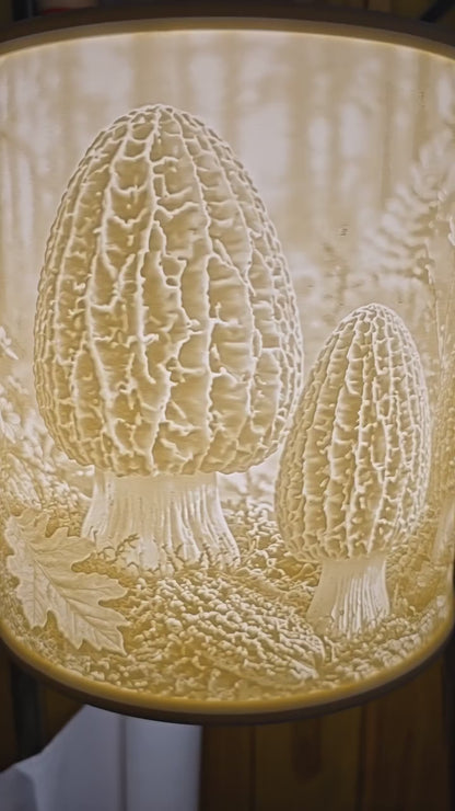 Morel Mushrooms on display design top mount lamp shade