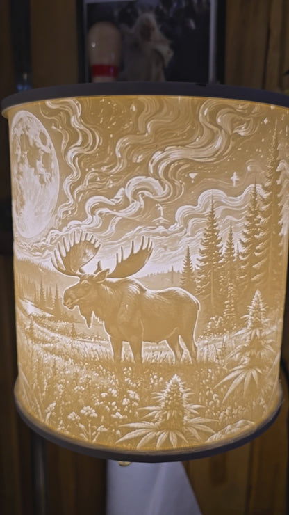 Moonlit Moose Cannabis Wilderness Lamp Shade ONLY