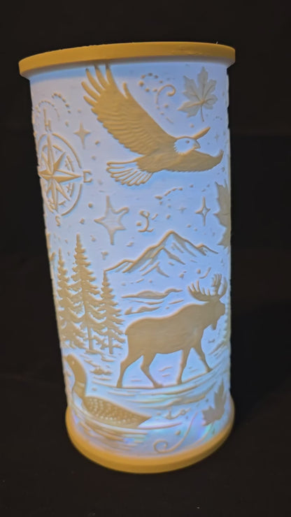 Rustic Woodland Up North LED Lantern Version 3 with LED Light Puck included