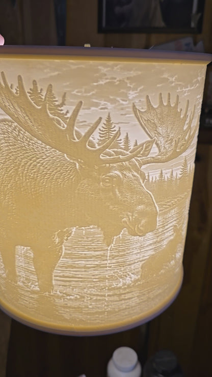 Mother moose and little ones top mount lampshade