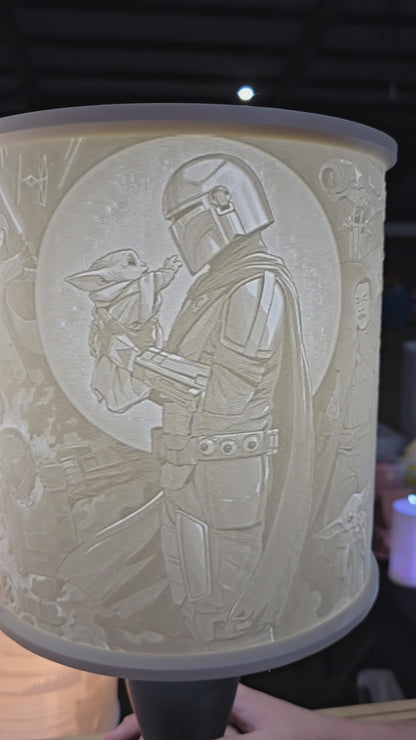The Mandalorian universe cartoon style top mount lampshade